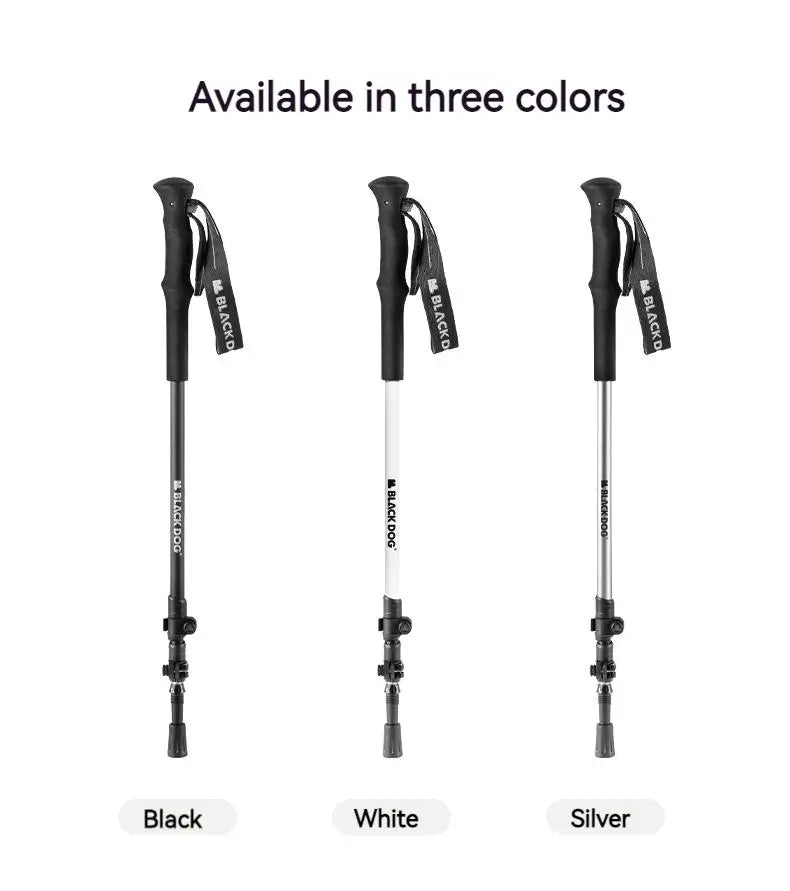 Blackdog Carbon Mountaineering Stick Portable Lightweight Aluminum Carbon Walking Sticks Trekking Pole Telescopic Hiking Canes Adjustable 3-Section Collapsible Staff