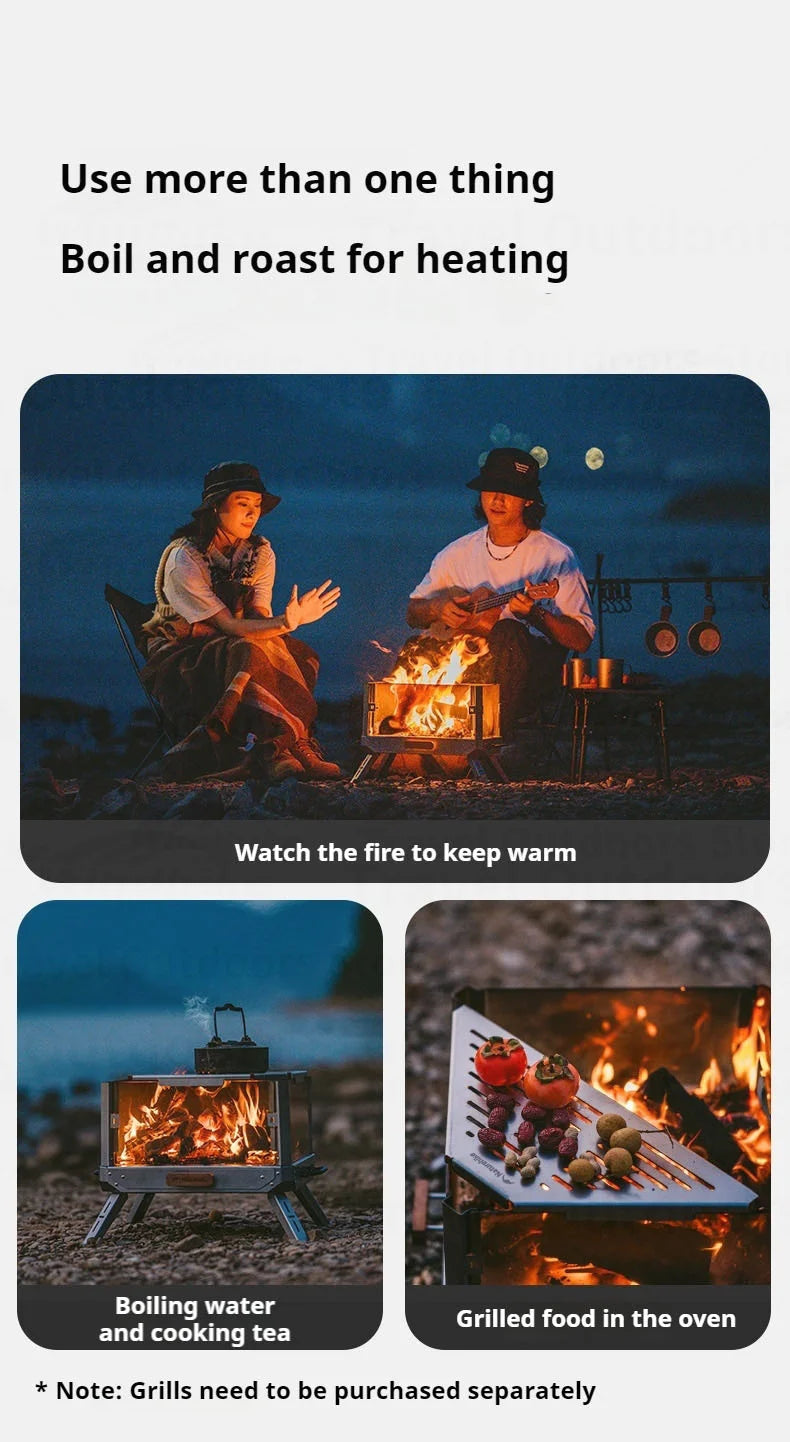 Naturehike Foldable Campfire Stand Outdoor Multipurpose Burning Platform Heating Fire Rack Bonfire Warm Oneself Glass Furnace 430 Stainless Steel