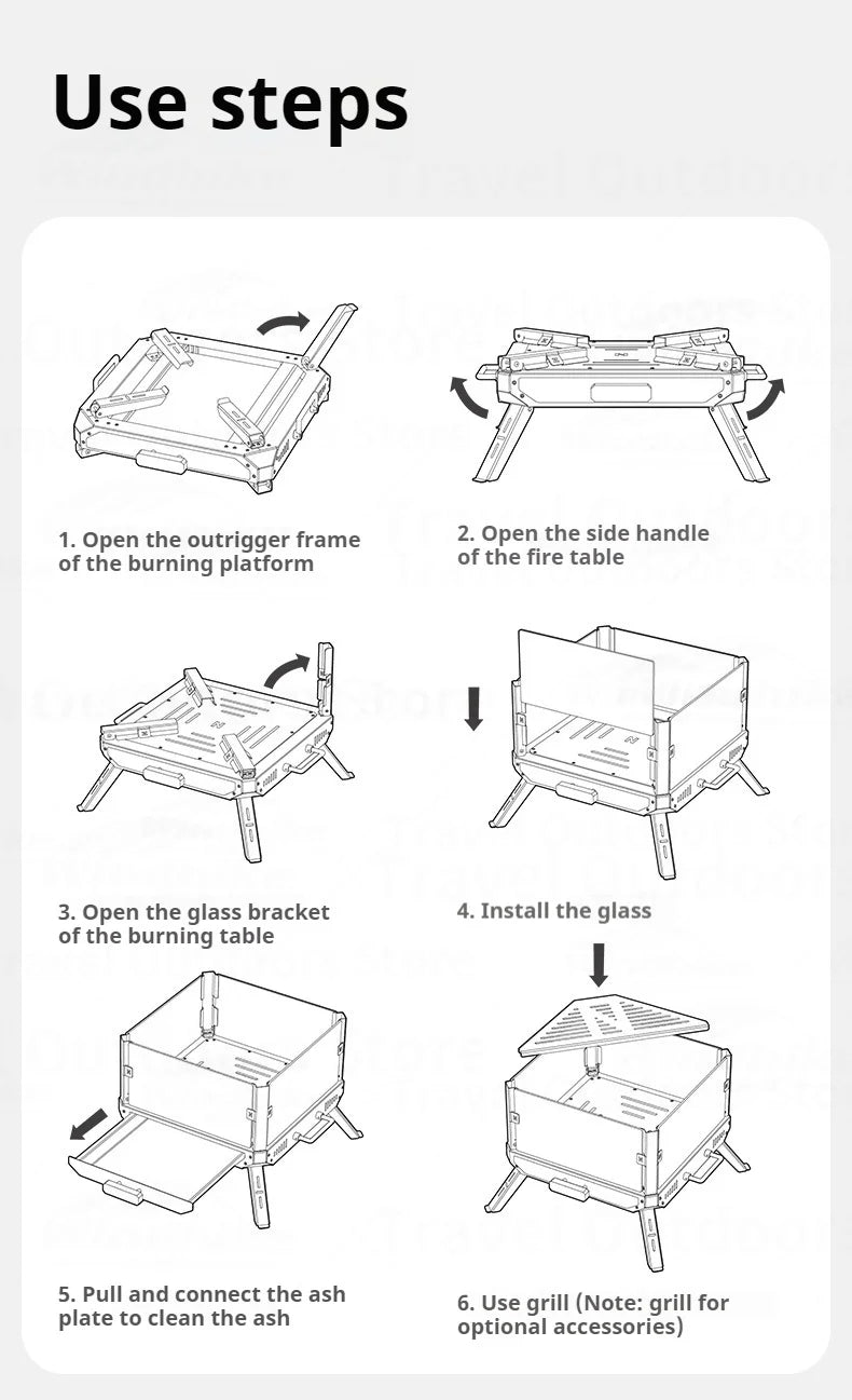 Naturehike Foldable Campfire Stand Outdoor Multipurpose Burning Platform Heating Fire Rack Bonfire Warm Oneself Glass Furnace 430 Stainless Steel