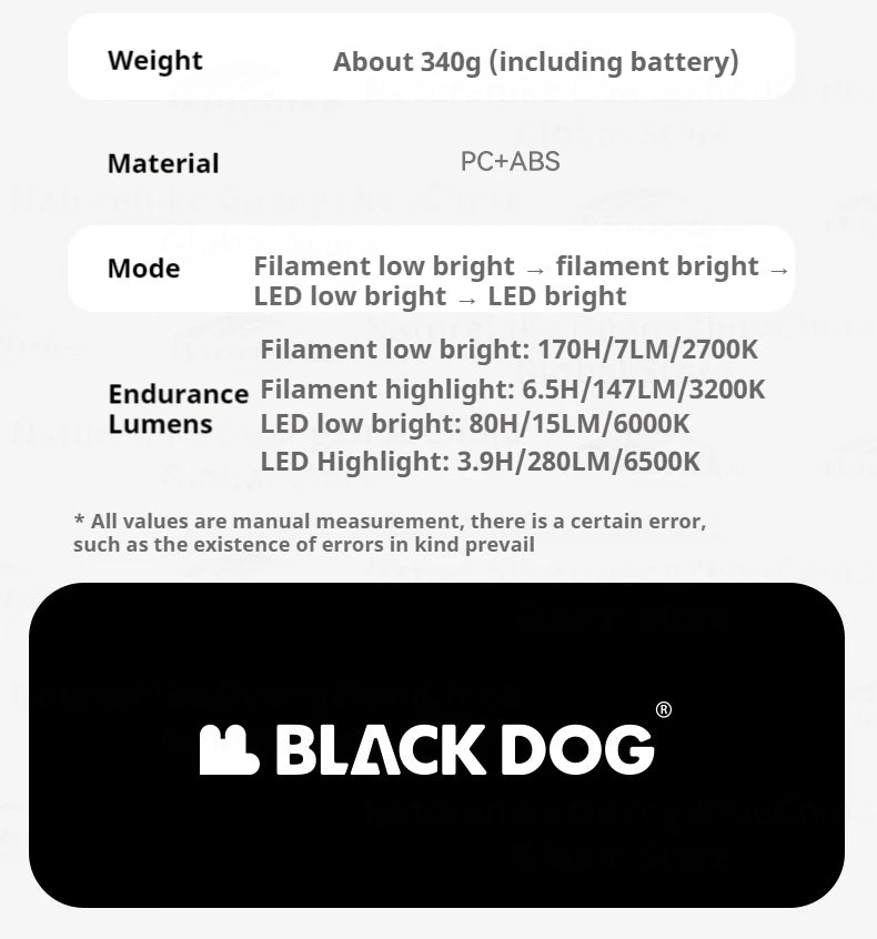 Blackdog Retro Mini Camping Light Portable Lightweight Rechargeable Lamp Waterproof 3600mAH Battery LED Atmosphere Stepless Dimming Hanging Lantern