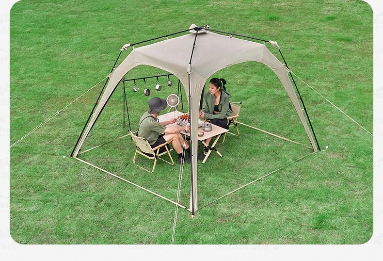 MOBI GARDEN Holiday Dome Automatic Canopy P08.0 Awning Tent Lotus Leaf Waterproof UPF50+ Black Coating Sunshade 4-6 Person Quick Opening Vinyl 10㎡