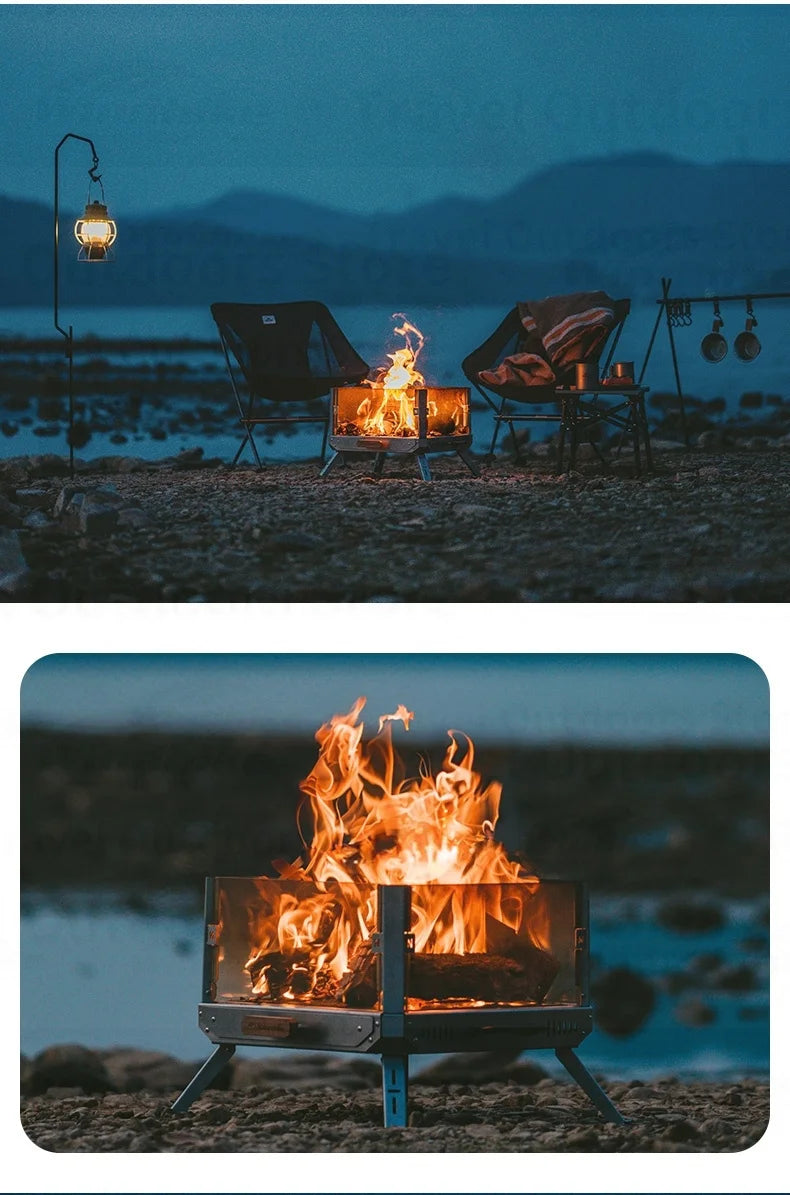 Naturehike Foldable Campfire Stand Outdoor Multipurpose Burning Platform Heating Fire Rack Bonfire Warm Oneself Glass Furnace 430 Stainless Steel