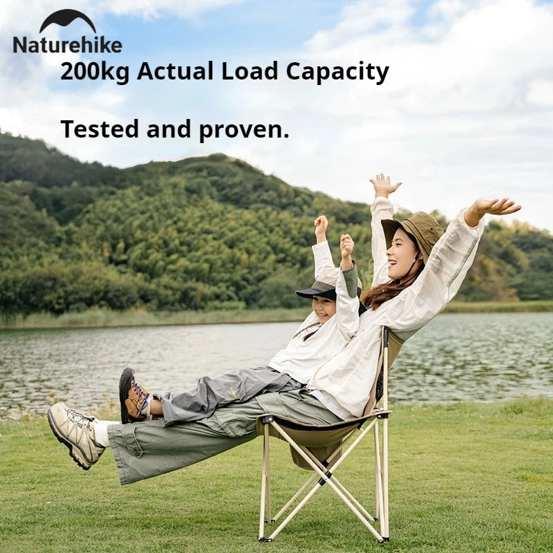 Naturehike T01 Folding Chair Heighten Widened Comfortable Beach Chair With Side Pocket Load Bearing 200kg Fishing Seat X-Shaped Structure Support Camping