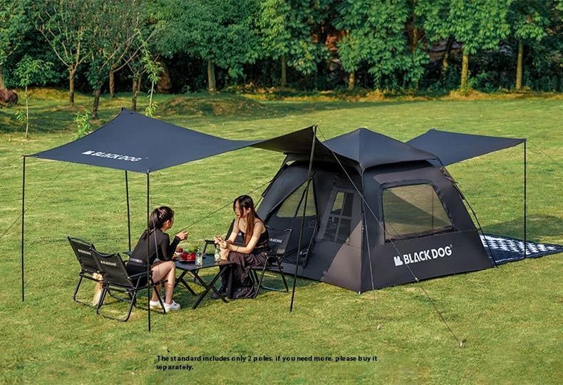 BLACKDOG BLACK Automatic Tent Outdoor Camping 3-4 Persons Portable Dome Tent Quick Opening Black Coating Vinyl Sunproof Waterproof Large Space Tent