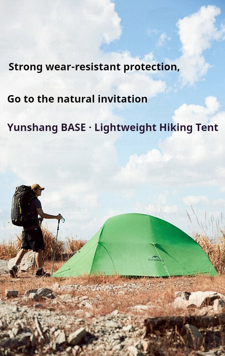 Naturehike Cloud Up Base Tent Portable Ultralight Double Layer 1-2 Person Sun Shelter Backpacking Tent Waterproof Windproof 210T Nylon Camping Outdoor Hiking Trekking Heavy Duty Original Nature Hike