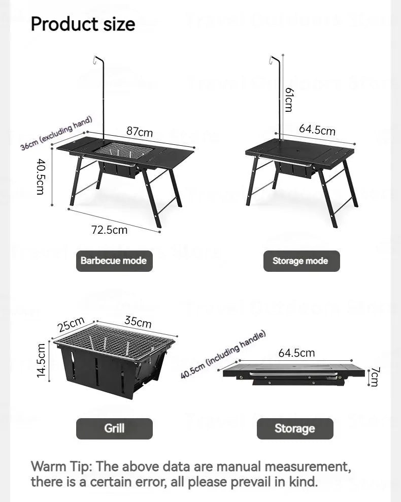 Naturehike IGT Modular Barbecue Grill Table Portable Folding Stainless Steel Tea Hot Pot Cooking Table For 4-6 Persons Outdoor Camping Hiking Travel Heavy Duty Original Nature Hike