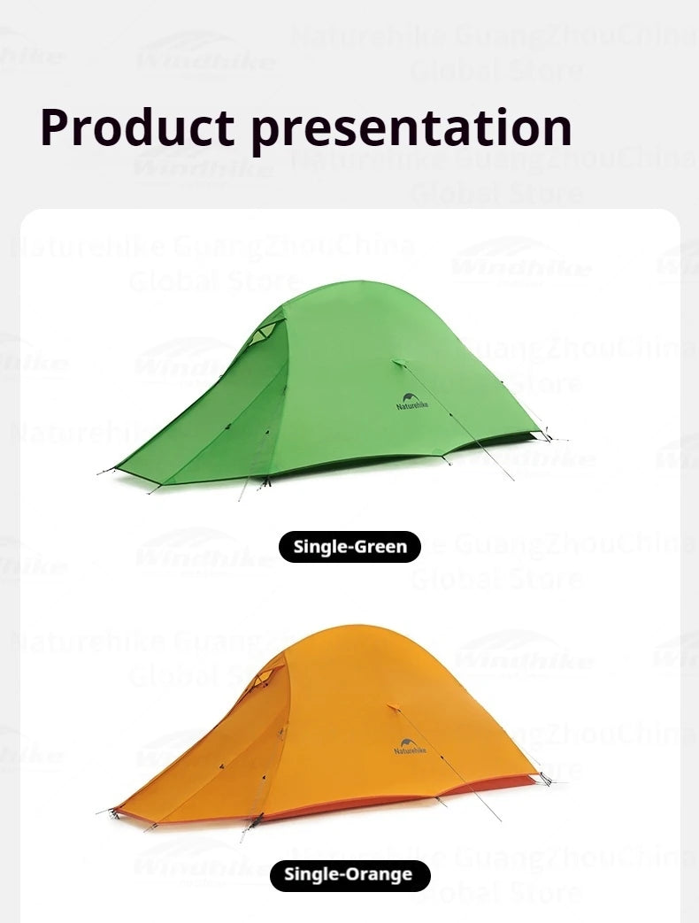 Naturehike Cloud Up Base Tent Portable Ultralight Double Layer 1-2 Person Sun Shelter Backpacking Tent Waterproof Windproof 210T Nylon Camping Outdoor Hiking Trekking Heavy Duty Original Nature Hike