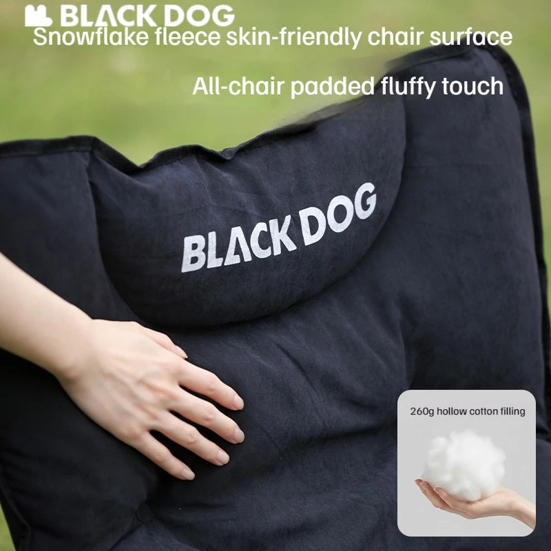 BLACKDOG Folding Butterfly Chair Portable Recliner Moon Chair Thickened Quilted Padding Wide Soft Seat Load Bearing 110kg With Side Pocket Outdoor