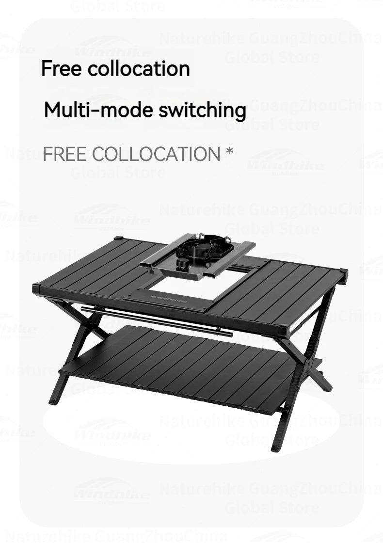 BLACKDOG Folding IGT Dining Table Outdoor Desktop Aluminum Alloy Portable Lightweight Egg Roll Table Camping Hiking Picnic Beach Travel Heavy Duty Original Black Dog