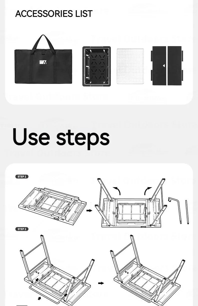 Naturehike IGT Modular Barbecue Grill Table Portable Folding Stainless Steel Tea Hot Pot Cooking Table For 4-6 Persons Outdoor Camping Hiking Travel Heavy Duty Original Nature Hike