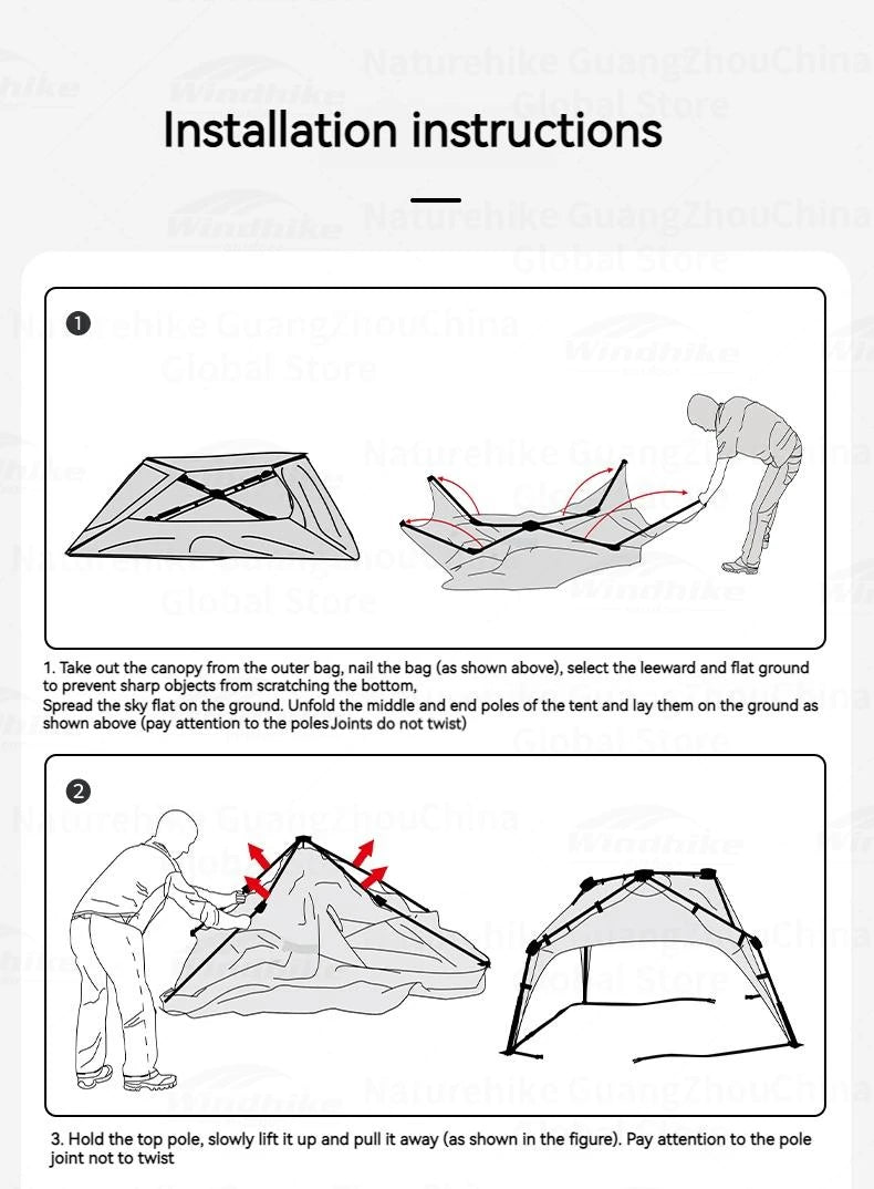 MOBI GARDEN Holiday Dome Automatic Canopy P08.0 Awning Tent Lotus Leaf Waterproof UPF50+ Black Coating Sunshade 4-6 Person Quick Opening Vinyl 10㎡