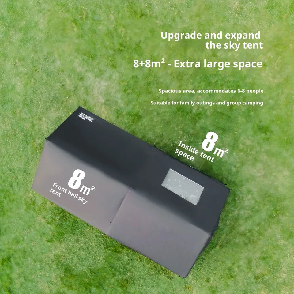 Mountainhiker AIR 8+8 PRO Inflatable Tent Spacious Interior Cabin Style 4-6 Persons Black Silver Coated Sunscreen With Extended Awning Canopy Outdoor