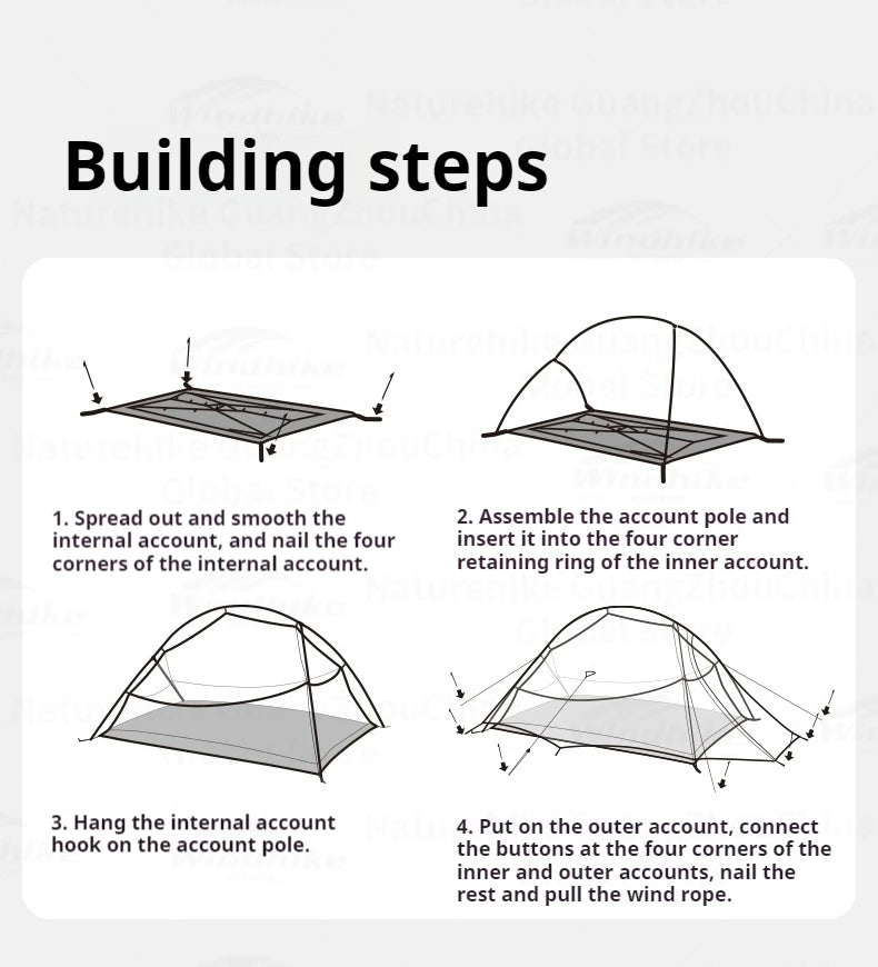 Naturehike Cloud Up Base Tent Portable Ultralight Double Layer 1-2 Person Sun Shelter Backpacking Tent Waterproof Windproof 210T Nylon Camping Outdoor Hiking Trekking Heavy Duty Original Nature Hike