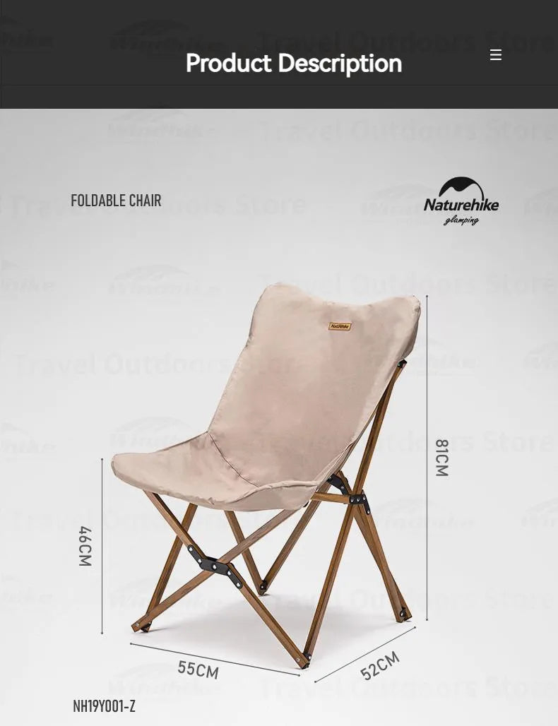 Naturehike Outdoor Folding Chair Portable Lightweight Wooden Chair Wear-resistant Light Wood Break Chair For Office Camping Beach Fishing Travel Seat