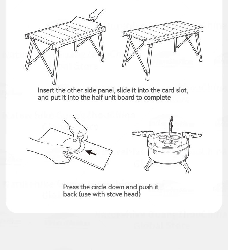 Naturehike IGT Aluminum Alloy Folding Table Camping Outdoor Multifunctional Portable Lightweight Quick-Open Table Removable BBQ Grill Wood Picnic Fishing Hiking Travel Heavy Duty Original Nature Hike