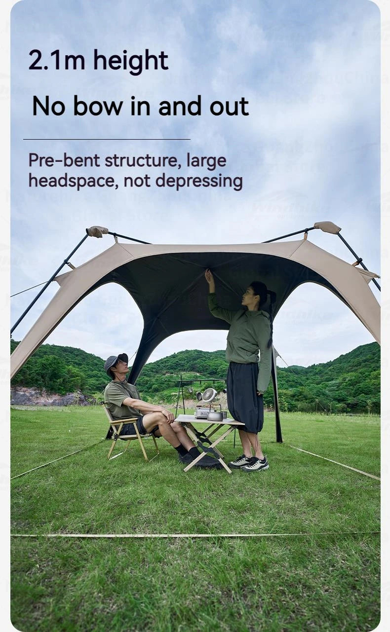 MOBI GARDEN Holiday Dome Automatic Canopy P08.0 Awning Tent Lotus Leaf Waterproof UPF50+ Black Coating Sunshade 4-6 Person Quick Opening Vinyl 10㎡