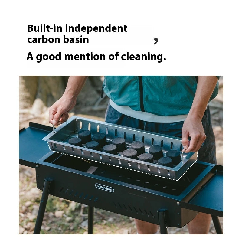 Naturehike Ink Smoke Vertical Barbecue Grill Portable Foldable Multi Functional BBQ Griller Food Grade Grilled Net Thickened Charcoal Basin Outdoor