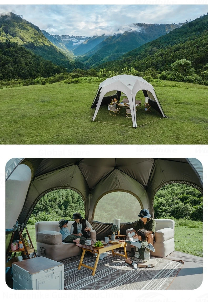 Naturehike CLOUD WORLD Series Hexagon Dome Modular Automatic Tent Canopy UPF12500+ Sunshade Windproof Waterproof PU5000+ Quick Open Tent Tarp Chimney