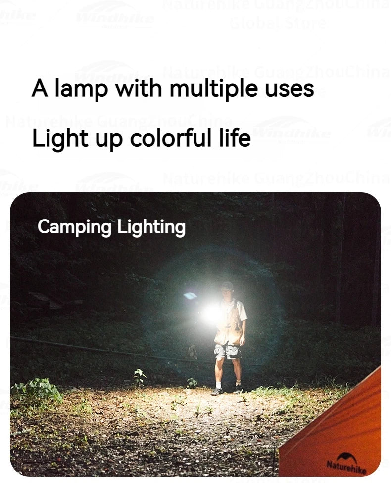 Naturehike Refractive Outdoor Camp Lamp Portable Folding Multi-shape Light Rechargeable Tent Lamp Waterproof Hanging USB LED Lantern Hook Flashlight