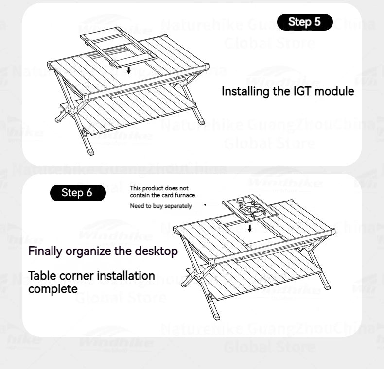 BLACKDOG Folding IGT Dining Table Outdoor Desktop Aluminum Alloy Portable Lightweight Egg Roll Table Camping Hiking Picnic Beach Travel Heavy Duty Original Black Dog