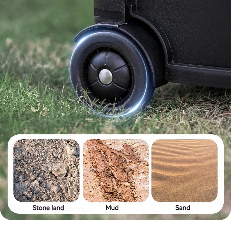 BLACKDOG Black Folding Trolley Portable Lightweight 50L Capacity Storage Box Cart With Wheels Pushing Cart Pull Rod Shopping Camping Travel Equipment