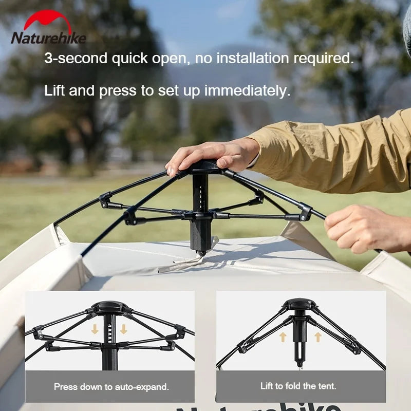 Naturehike ANGO S Fast Automatic Tent 3 Persons Multiple Combination Spacious Interior Waterproof 210T Silver Coated Sunscreen With Optional Canopy