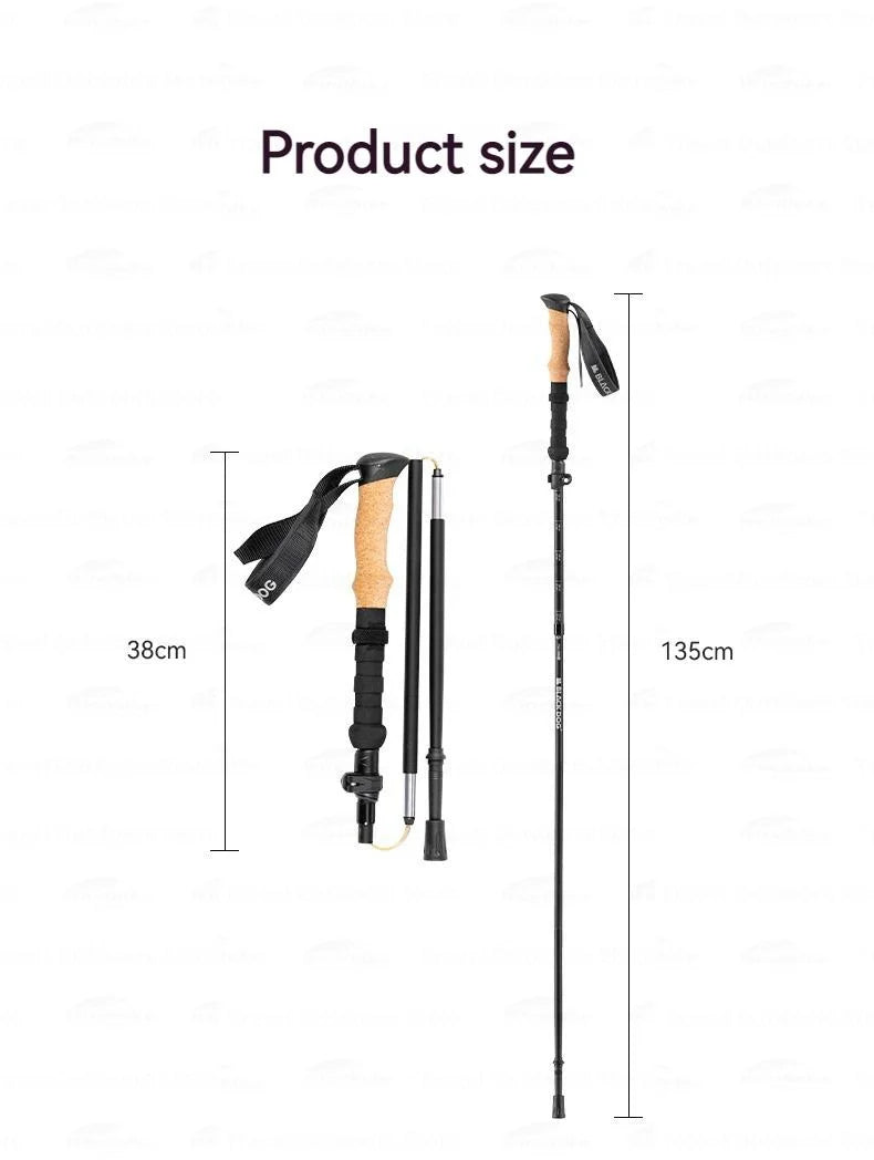 Blackdog Aluminum Alloy Trekking Pole Portable Ultralight Foldable Mountaineering Stick Foldable Climbing Walking Stick Adjustable Telescopic Camping Outdoor