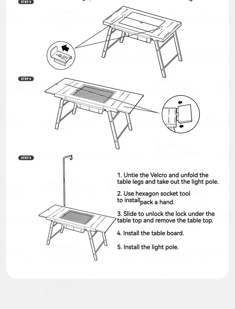 Naturehike IGT Modular Barbecue Grill Table Portable Folding Stainless Steel Tea Hot Pot Cooking Table For 4-6 Persons Outdoor Camping Hiking Travel Heavy Duty Original Nature Hike