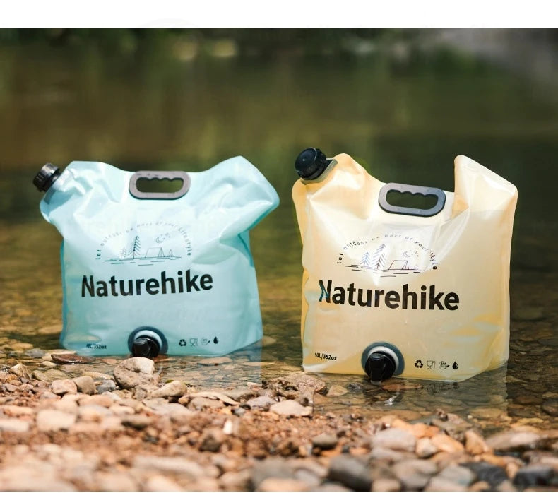 Naturehike Outdoor Water Bag Portable Lightweight Foldable 10L Large Capacity With Faucet Handle Folding Thick Soft Food Grade Water Container Camping