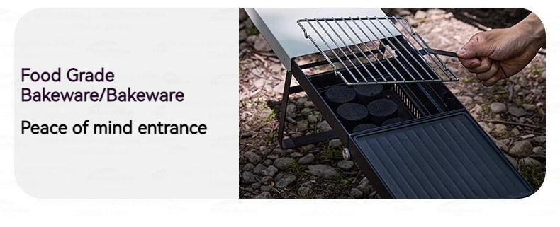 Naturehike Folding Barbecue Table Grill Box Portable Lightweight Multifunctional Foldable Black White BBQ Grill Rack Stove Table Supply Camping Outdoor Cooking Hiking Picnic Barbecue Beach Travel Heavy Duty Original Nature Hike