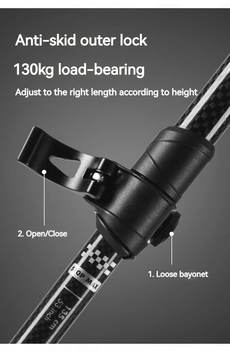 BLACKDOG Carbon Fiber Trekking Pole Portable Ultralight Three Section Folding / Telescopic Walking Hiking Anti-Skid Stick Adjustable Climbing Cane Rod 1pc