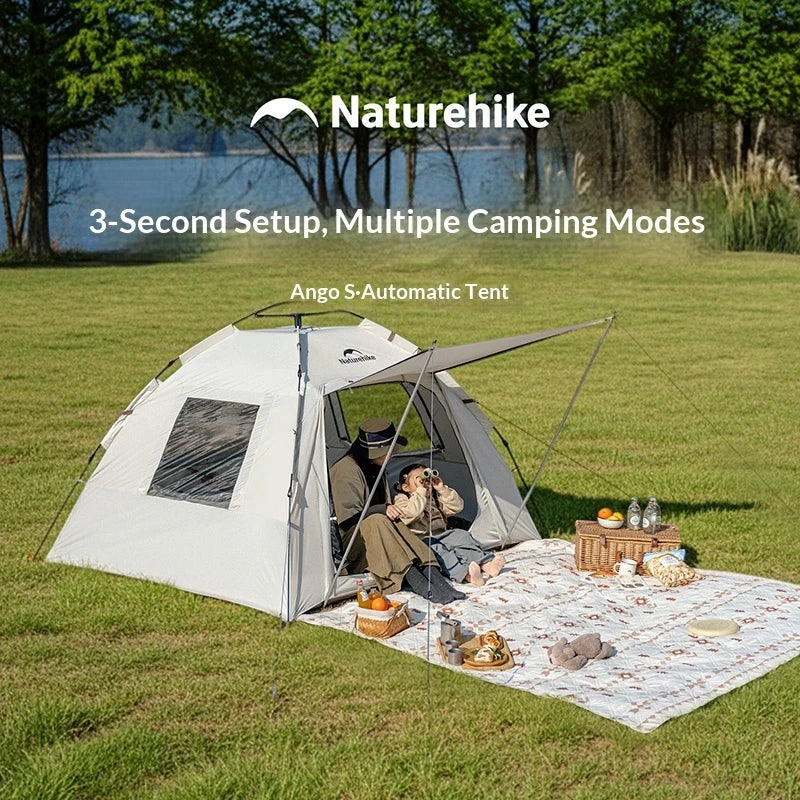 Naturehike ANGO S Fast Automatic Tent 3 Persons Multiple Combination Spacious Interior Waterproof 210T Silver Coated Sunscreen With Optional Canopy