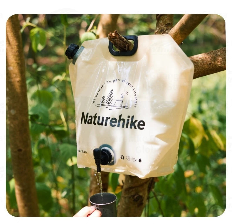 Naturehike Outdoor Water Bag Portable Lightweight Foldable 10L Large Capacity With Faucet Handle Folding Thick Soft Food Grade Water Container Camping