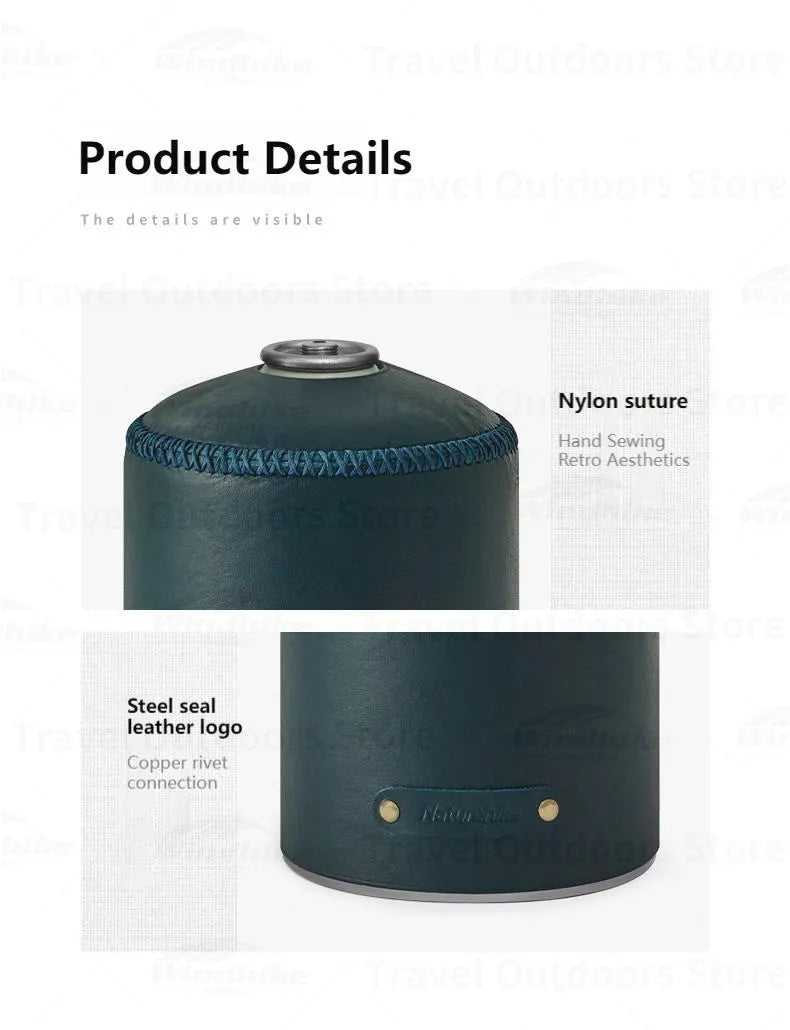 Naturehike Butane Tank Leather Cover Portable Lightweight 5 Styles Retro Gas Can Protective Cover Premium Texture Air Canister for Cassette Stove Bottle Wrap