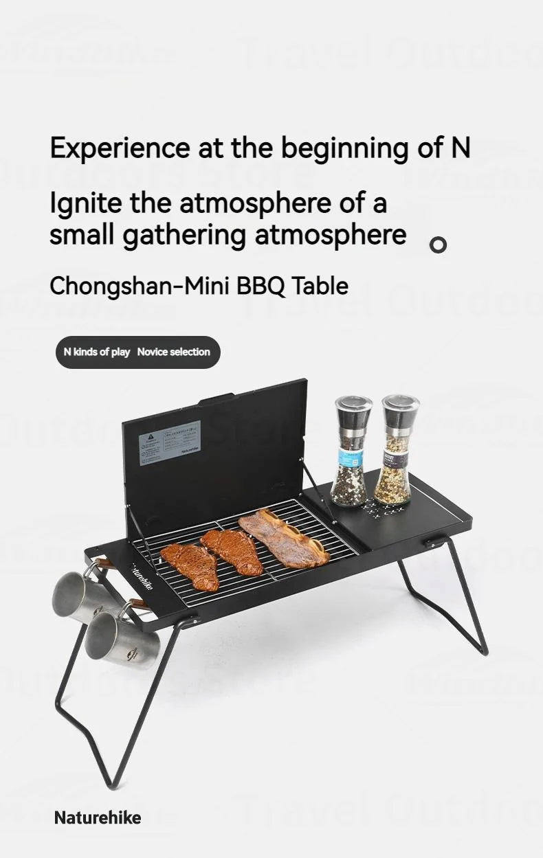 Naturehike Mini BBQ Table Outdoor Portable Lightweight Folding Tabletop Grill Multi-Function With 2 Speed Adjustable Fire Desktop Burner Table Heater Camping Hiking Picnic Barbecue Beach Travel Heavy Duty Original Nature Hike