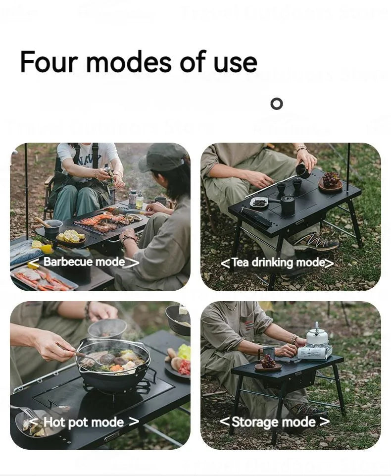 Naturehike IGT Modular Barbecue Grill Table Portable Folding Stainless Steel Tea Hot Pot Cooking Table For 4-6 Persons Outdoor Camping Hiking Travel Heavy Duty Original Nature Hike