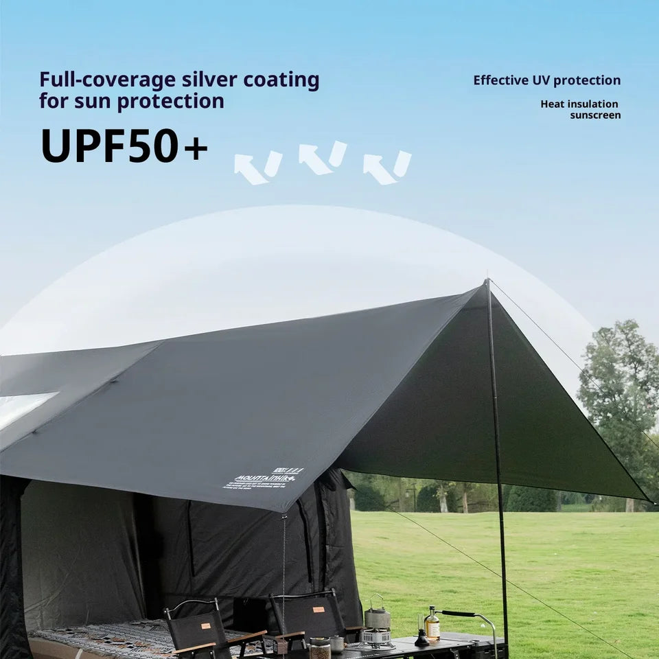 Mountainhiker AIR 8+8 PRO Inflatable Tent Spacious Interior Cabin Style 4-6 Persons Black Silver Coated Sunscreen With Extended Awning Canopy Outdoor