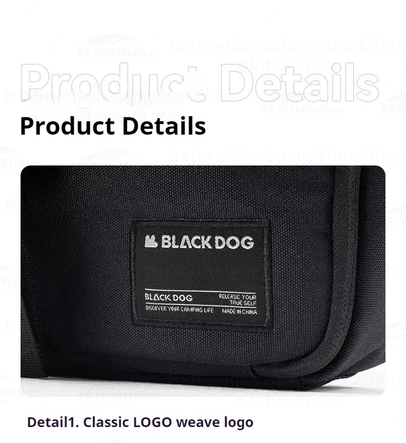 Blackdog Crossbody Shoulder Bag Portable Ultralight Multifunctional Black Casual Shoulder Bag Large Capacity Sundries Bag Unisex Camping Hiking Picnic Beach Sport Travel Heavy Duty Original Black Dog