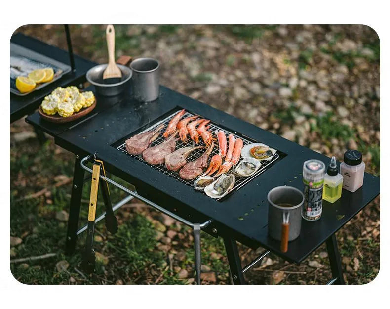 Naturehike IGT Modular Barbecue Grill Table Portable Folding Stainless Steel Tea Hot Pot Cooking Table For 4-6 Persons Outdoor Camping Hiking Travel Heavy Duty Original Nature Hike