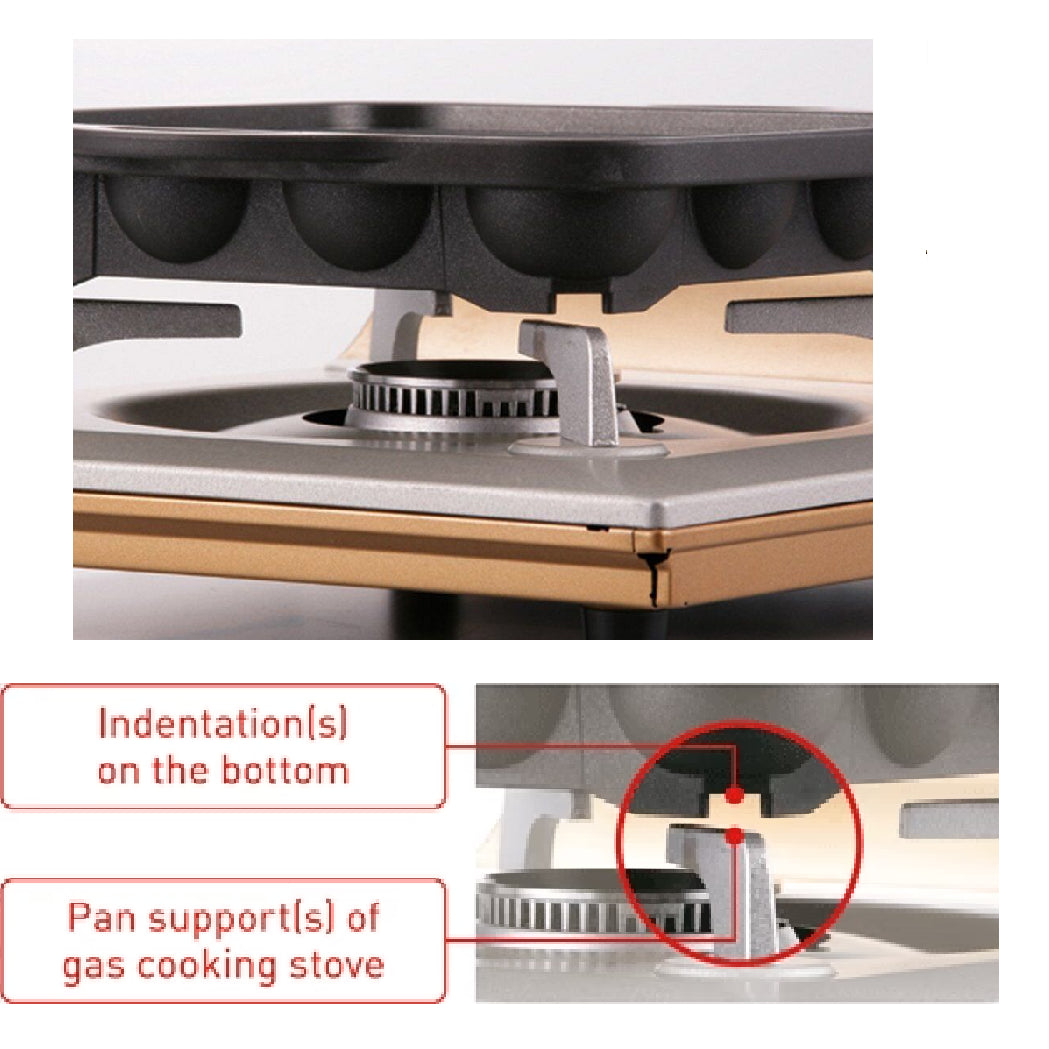 Iwatani CB-A-TKP Takoyaki Grill Plate 16 Holes Thick Aluminum Alloy Material Non-Stick Coated Surface Patented Modern Cookware Indentation Stopper-Structured Legs