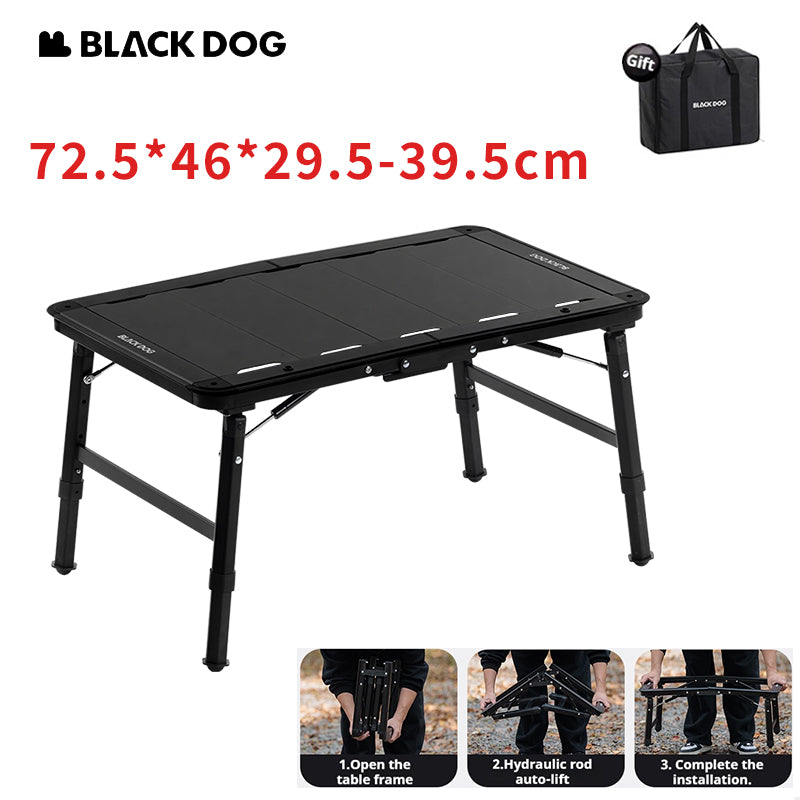 BLACKDOG IGT Tactical Hydraulic Table Portable Quick Opening Tactical Desk Aluminum Alloy 3 Level Adjustable Height Outdoor Camping BBQ Picnic