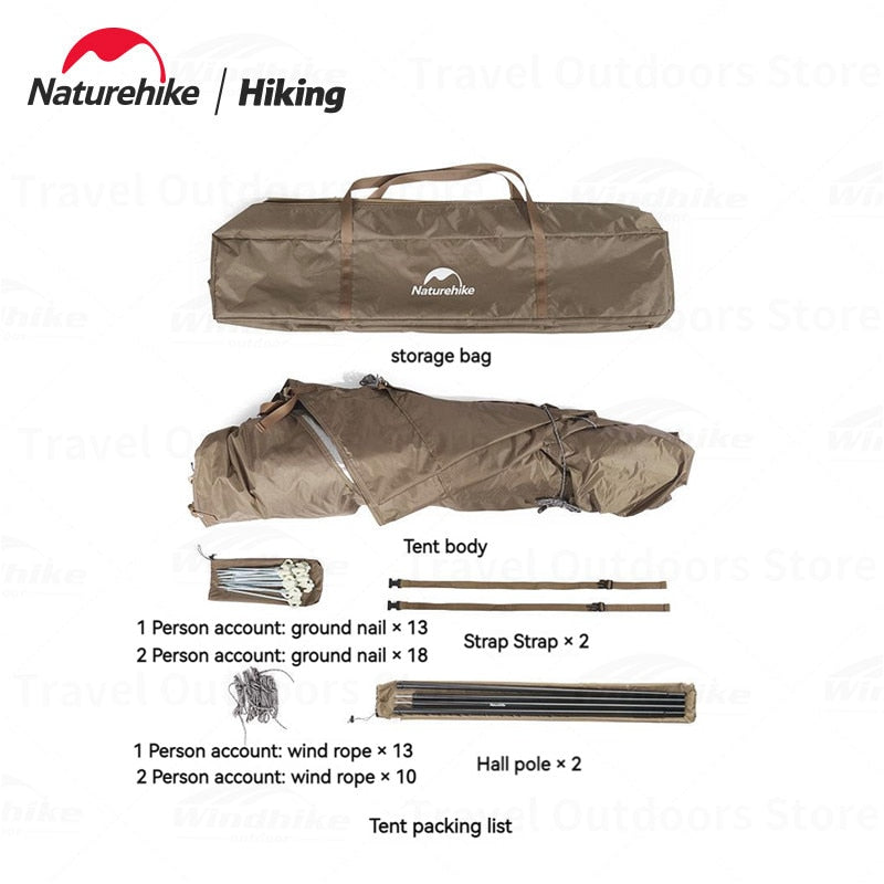 Naturehike A-TYPE Series Off the Ground Automatic Camping Tent for 1 and 2 Person 210D Outdoor Waterproof Folding Bed Cot + Shelter Easy Quick Setup