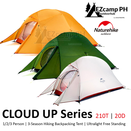 Naturehike Cloud Up Series 1 2 3 Person Portable Ultralight Weight Outdoor Camping Hiking Cycling Waterproof 3 Season Camp Tent in 210T 20D Upgraded