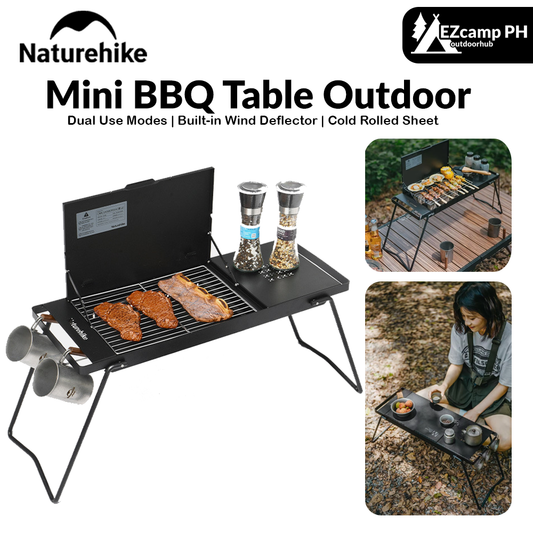 Naturehike Mini BBQ Table Outdoor Portable Lightweight Folding Tabletop Grill Multi-Function With 2 Speed Adjustable Fire Desktop Burner Table Heater Camping Hiking Picnic Barbecue Beach Travel Heavy Duty Original Nature Hike