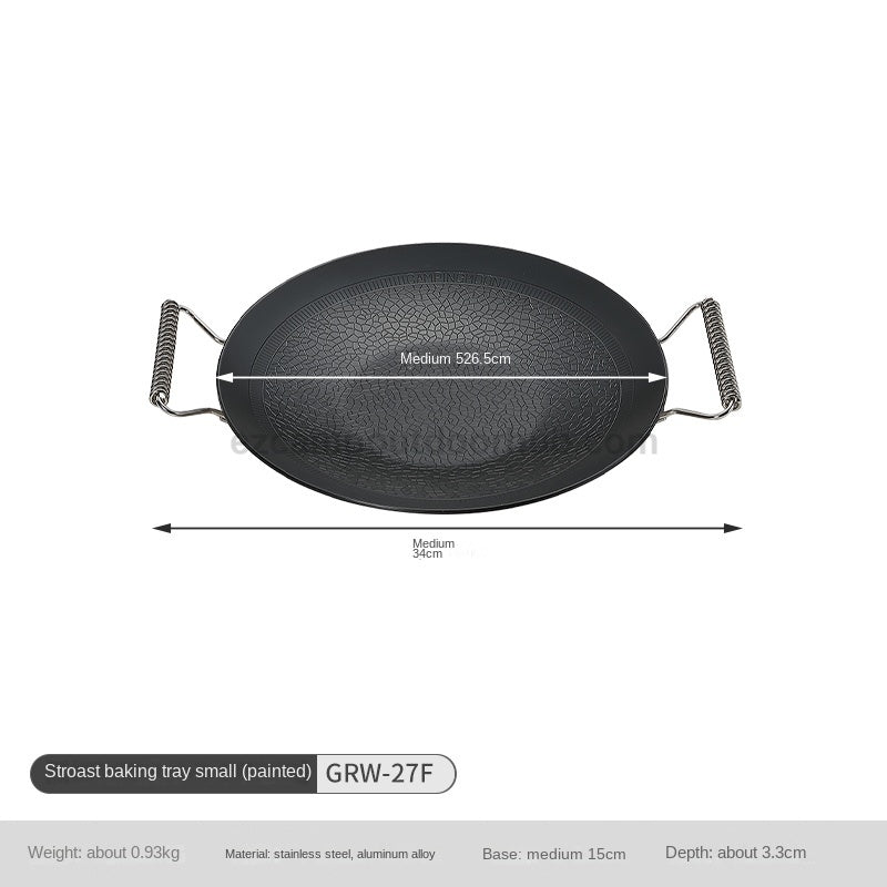 Campingmoon Stone Textured Grill Pan Non-Stick 3 Layer Steel Enamel Coated Frying Pan Baking Tray Outdoor BBQ Skottle Stove Top Cookware