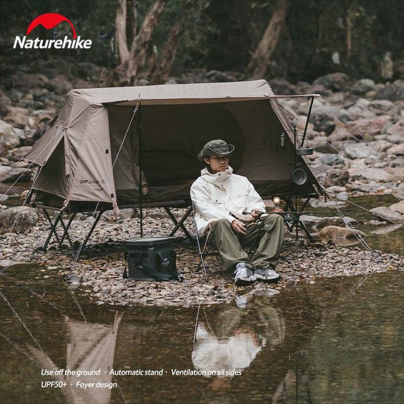 Naturehike A-TYPE Series Off the Ground Automatic Camping Tent for 1 and 2 Person 210D Outdoor Waterproof Folding Bed Cot + Shelter Easy Quick Setup