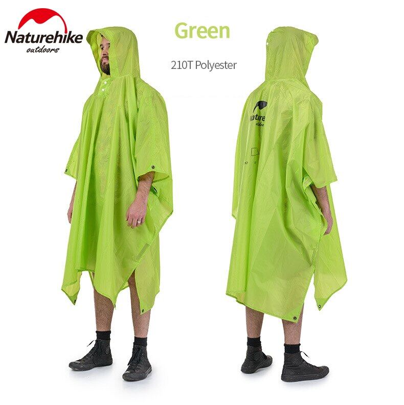 Naturehike Outdoor Raincoat 3 in 1 Multifunction Rain Coat 20D 210T Poncho Waterproof Portable Mat Tarp Canopy Tent Hiking Biking Travel Camping