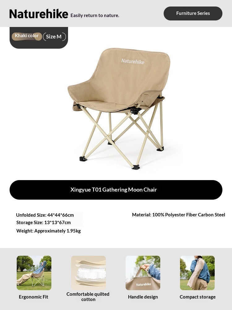 Naturehike Star and Moon T01 Gathering Camping Chair Portable X-Shaped Folding Leisure Relax Lazy Chair With Armrest Lounge Fishing Tourist Garde