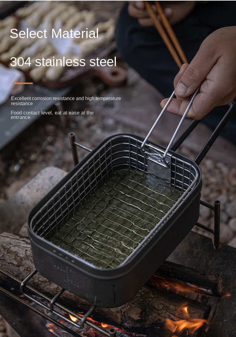 Campingmoon S-1218 Stainless Steel Frying Basket Portable Lightweight Mesh Strainer Deep Fryer For Lunchbox Outdoor Camping Cookware Accessories Add-on