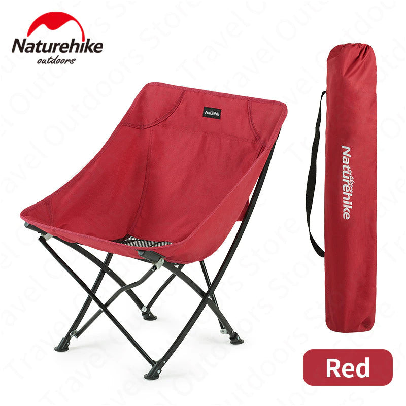 Naturehike YL04 Camping Portable Folding Moon Chair 120kg Max Load Outdoor Car Camp Seat 600D Oxford Cloth Cotton Foldable with Storage Bag Upgraded